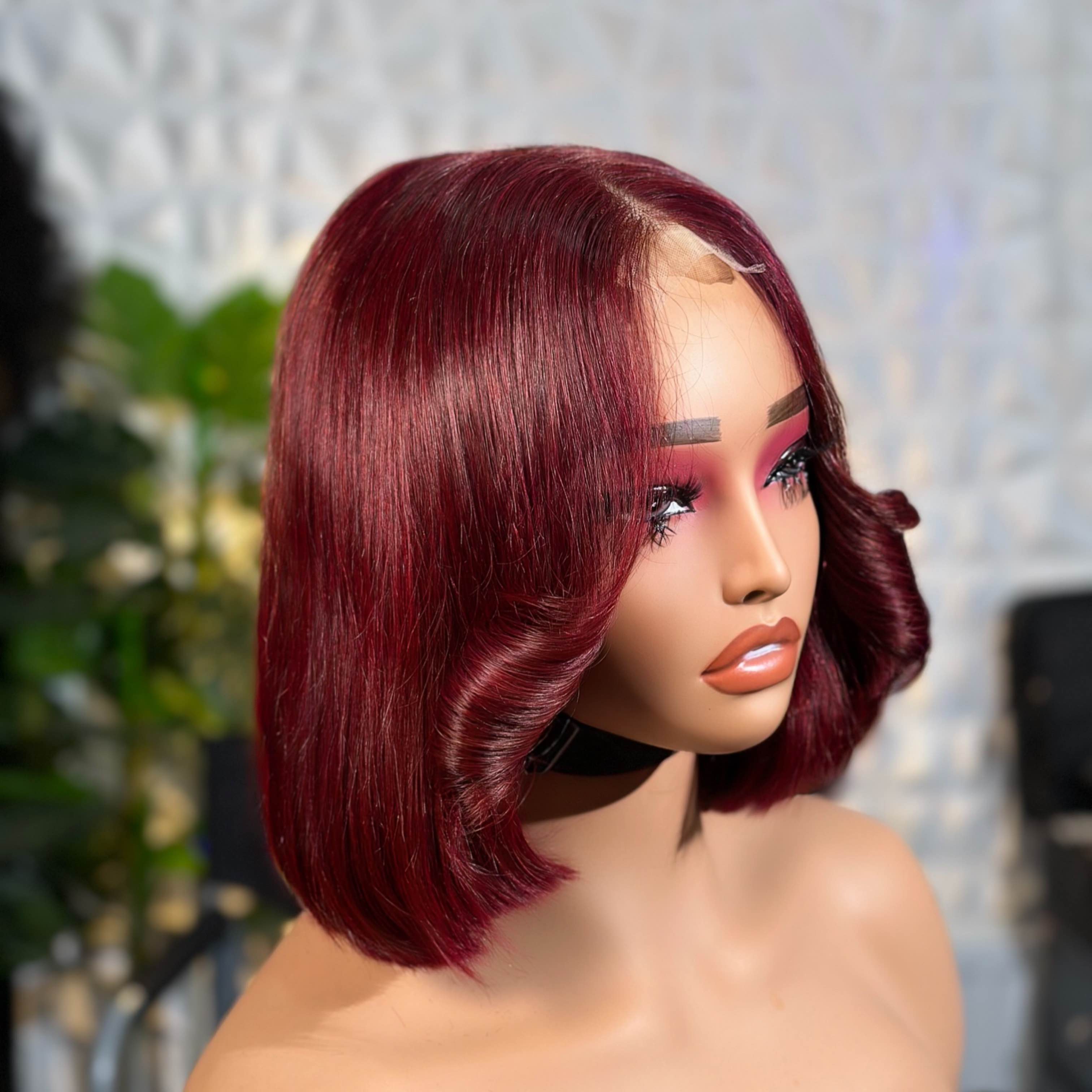 8” burgundy bob wig2