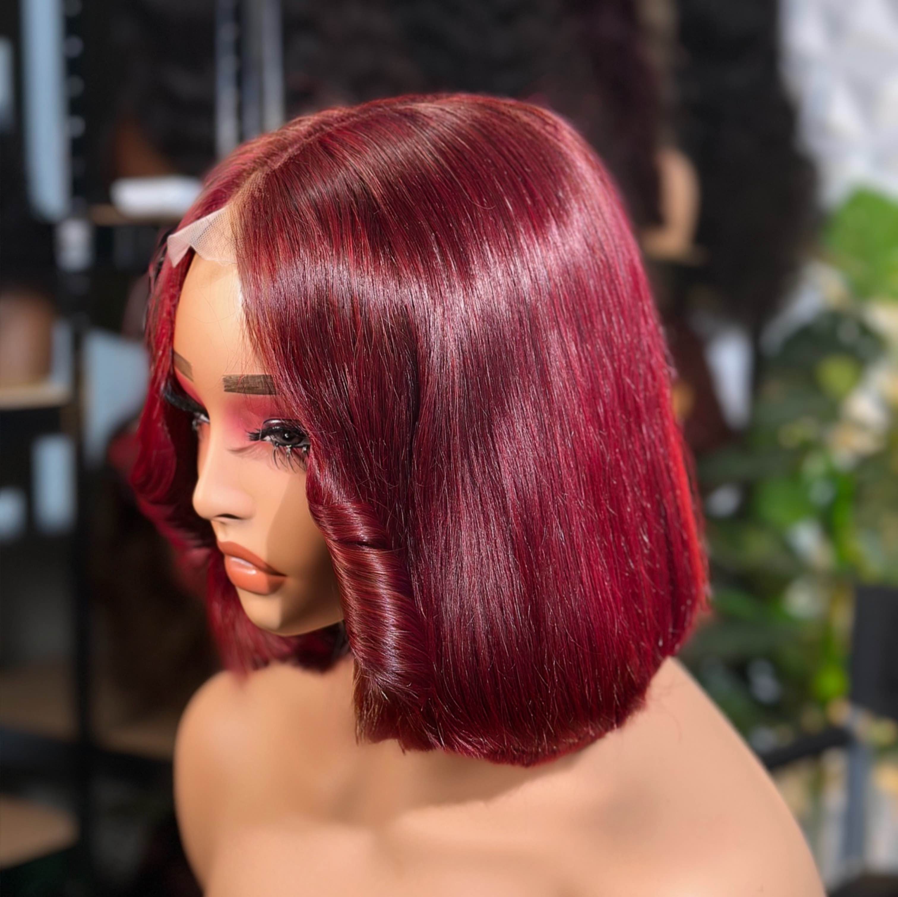 8” burgundy bob wig2